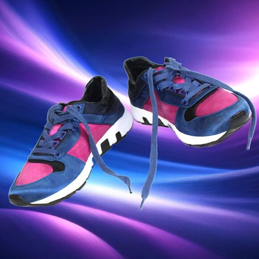 Gucci Web Runner Color Block Navy Fuchsia Lace-Up Trainers Size 36.5 (US 6.5) - Picture 6 of 13